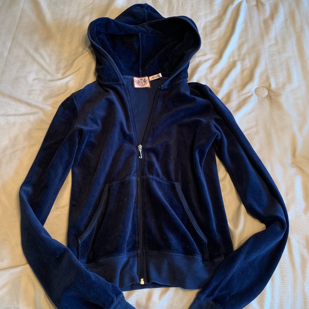 Juicy couture navy blue velvet jacket